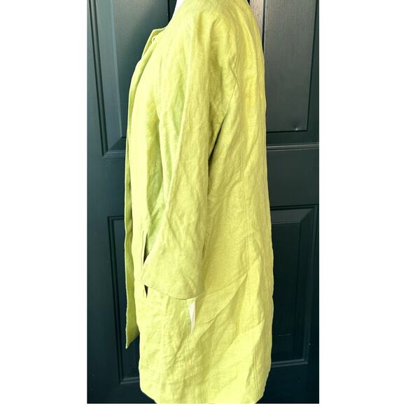 NWT Talbots 100% Irish Linen Apple Green Open Front Blazer Jacket Lagenlook - Picture 5 of 8